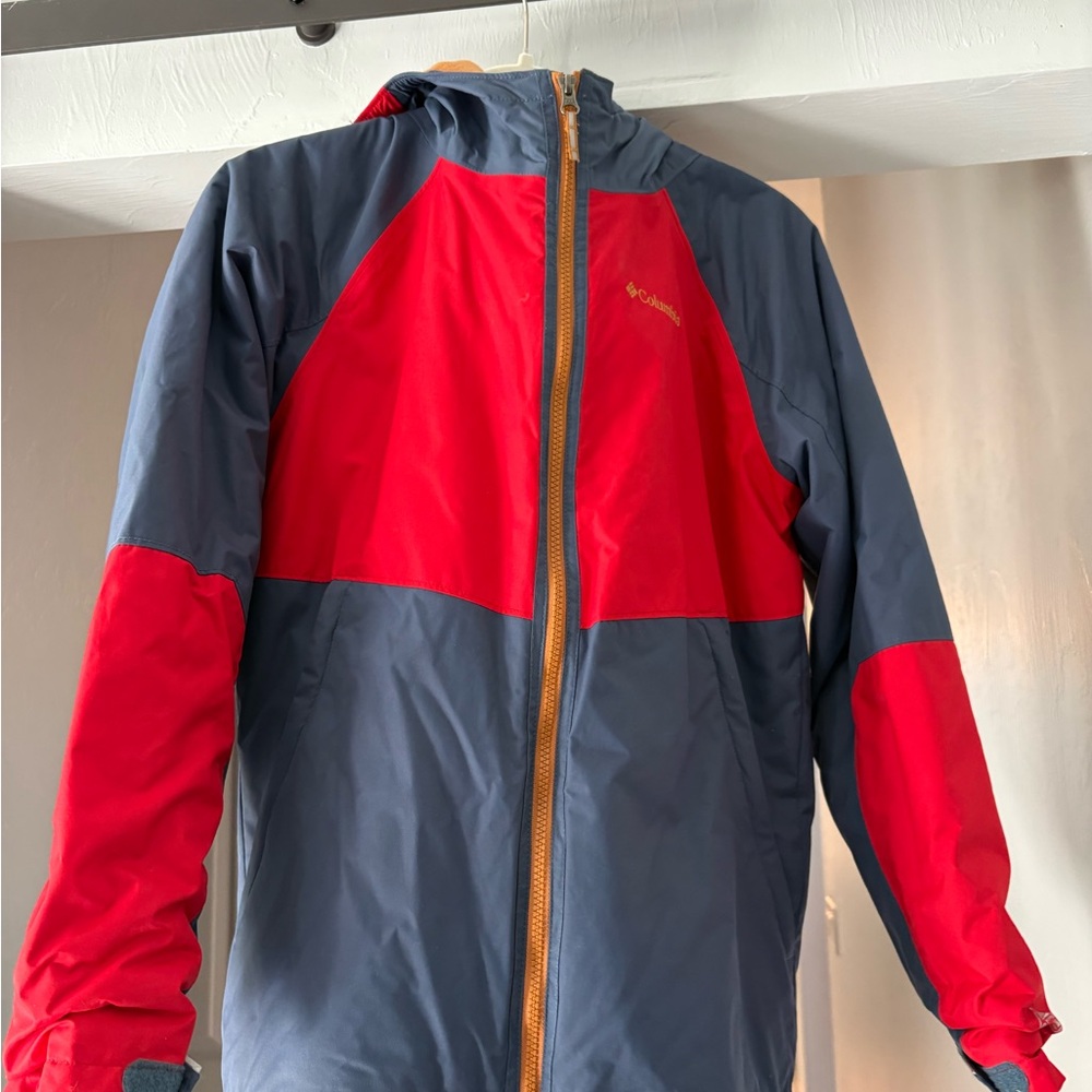 Columbia kids Red and Dark Gray winter ski snow jacket with hood